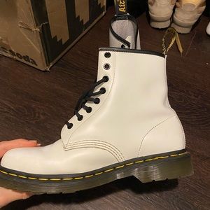 White Dr Martens 1460 Boots- worn twice, no flaws. Slightly too big on me